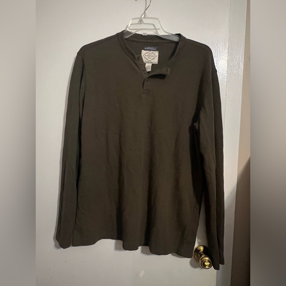 St. John's Bay Green Long Sleeve Waffle Henley